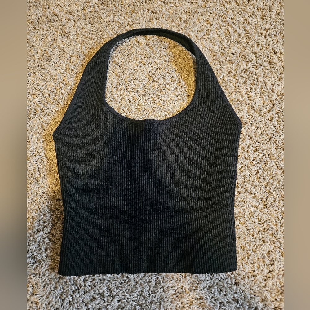 Black Aritzia Scuplt Knit Halter Top